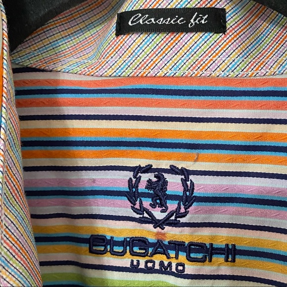 BUGATCHI UOMO | Striped Button Down Top M - Picture 4 of 9